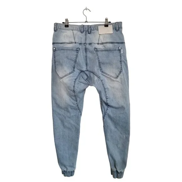 Nena & Pasadena NXP Mens Light Blue Distressed Cargo Jogger Jeans - Size 32 - Picture 4 of 8